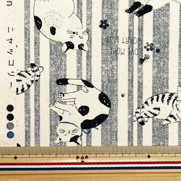 ヤッコ 数量5から】 生地 『NOVA オックス ニャッコリー グレー NOX-NYA-GY