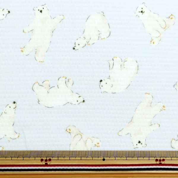 数量5から】 生地 『クールクロス シロクマ ブルー 150-1649-D2