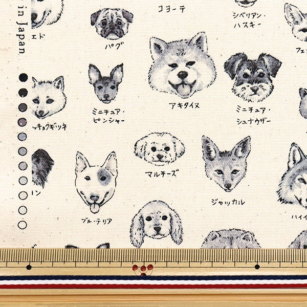 図鑑 数量5から】 生地 『オックス 図鑑シリーズ 犬科 YPA-61000-2B