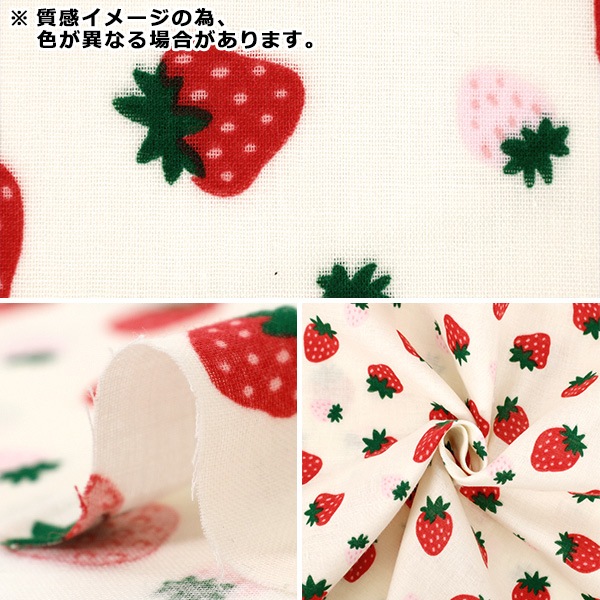 数量5から】 生地 『Wガーゼ ころころいちご グリーン DKI-GR』 生地