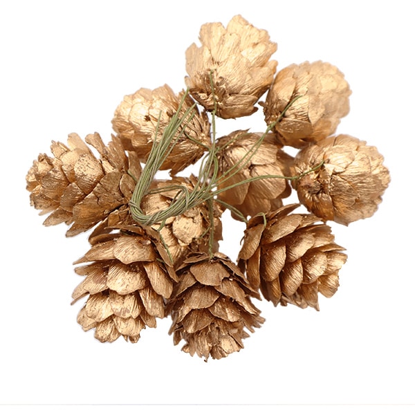 リースパーツ 『から松 ゴールド ワイヤー付 約3cm×2.5cm 10個入り XM