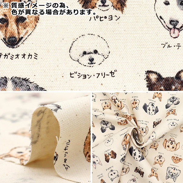数量5から】 生地 『オックス 図鑑シリーズ 犬科 YPA-61000-2C』 KOKKA