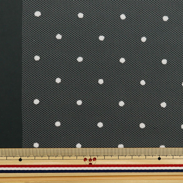 コスプレセール】 【数量5から】 生地 『チュールフロッキー水玉 白