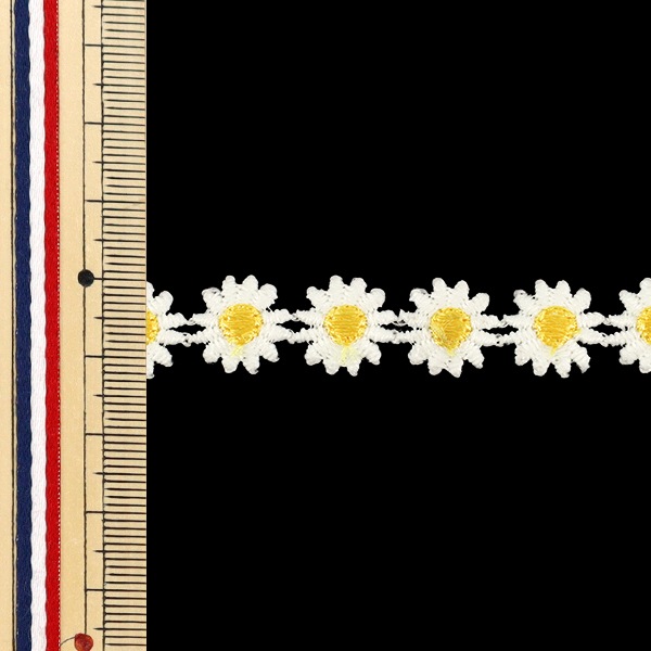 ケミカルレース 『フラワーレース イエロー 約2m YFL25-12』 服飾,綿