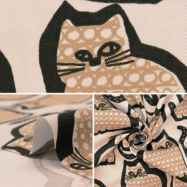 ねこ 数量5から】 生地 『オックス 動物 ねこ柄 1A番色 OX41401-1A