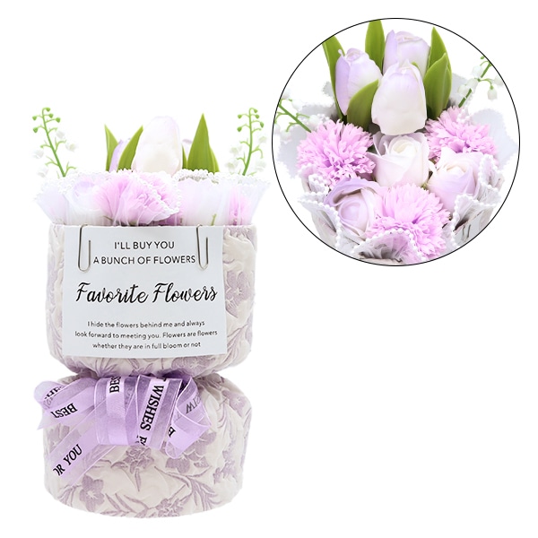 希様確認用ワンホンブーケ名入り有 既製品 『ワンホンブーケ サックス ニット YQ-2』 フラワー,シルク