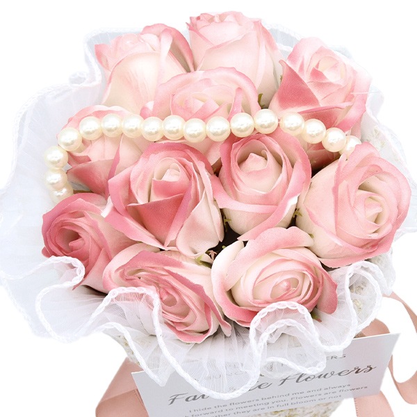 既製品 『ワンホンブーケ ベージュ×ピンク ツィード YQ-7』 フラワー