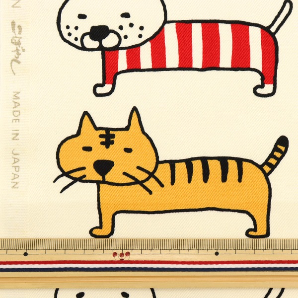 数量5から】 生地 『ツイル 整列ねこBIG KTS6838-A』 COTTON KOBAYASHI
