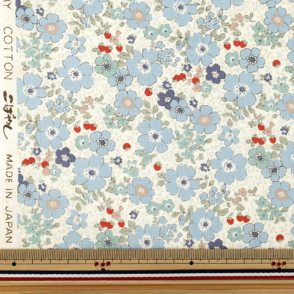 数量5から】 生地 『シーチング フラワーベリー ブルー ACS1148-C