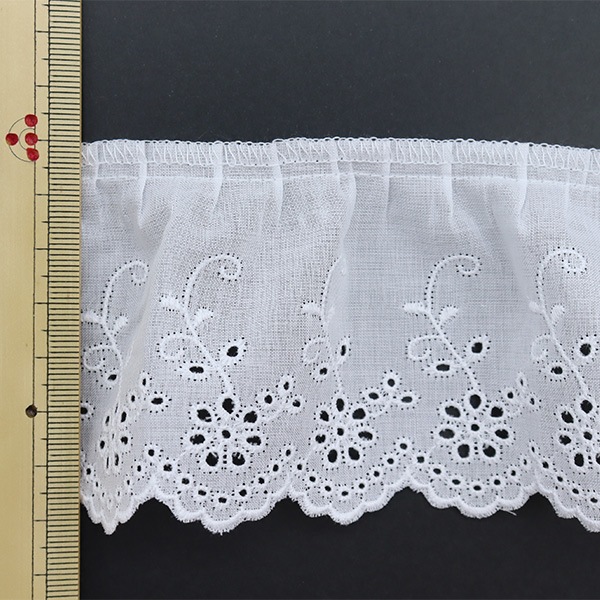 数量5から】 レース 『綿フリル 1番色 53600F-1』 服飾,綿レース,綿