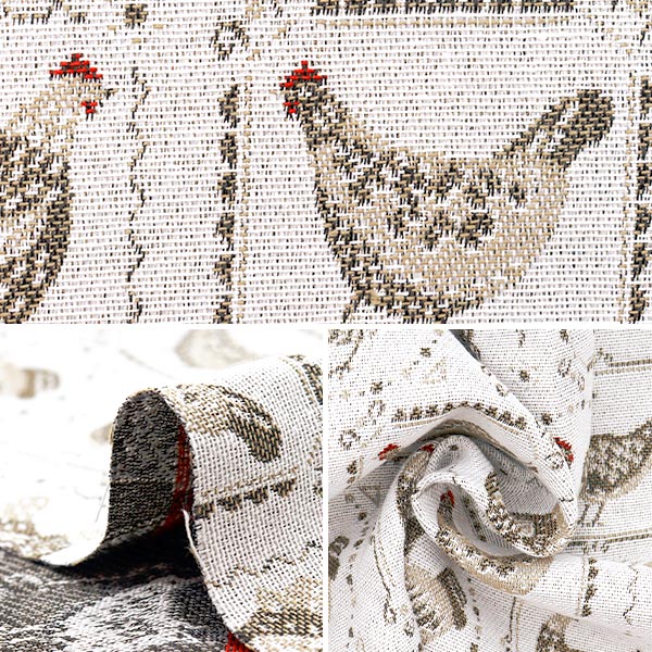 生地 『SAFECO ジャガード カットクロス Poules 白×茶 約70cm×50cm C