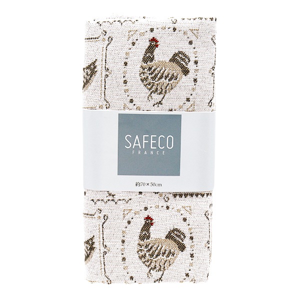 生地 『SAFECO ジャガード カットクロス Poules 白×茶 約70cm×50cm C