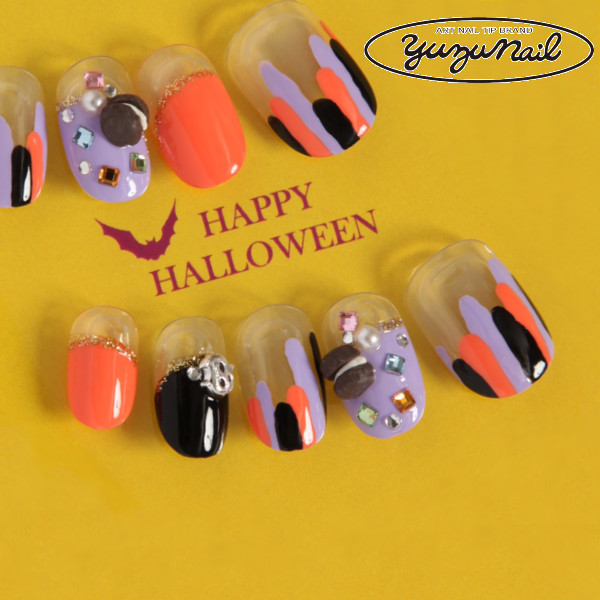 ゆずネイル｜ネイルチップ オレンジ系 ブラック系 パープル系 クリア系