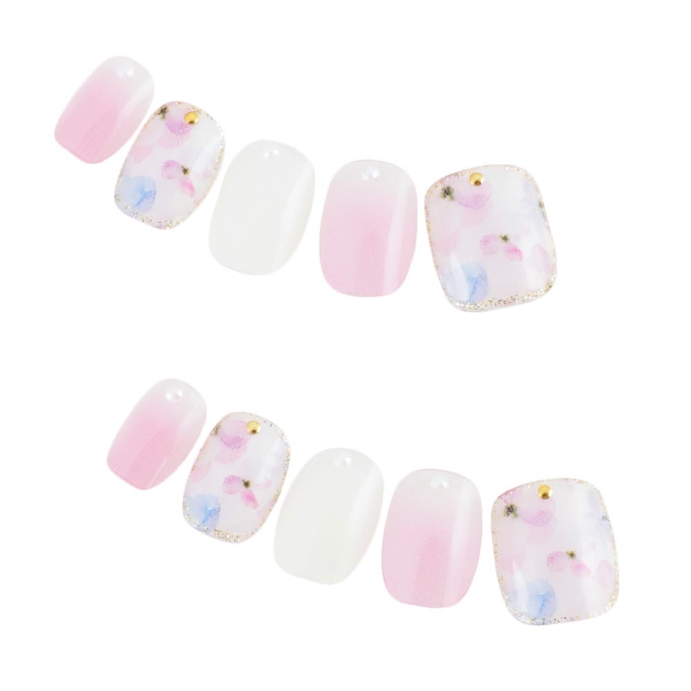 デザインネイルチップ つけ爪ゆずネイル ネイルチップ ピンク系 花 ガーリッシュ デート ドレス E Q C の販売 ゆずネイル公式通販
