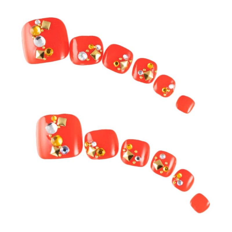 ゆずネイル｜ネイルチップ  レッド系 夏 マリン 海（G01009-P-RED）