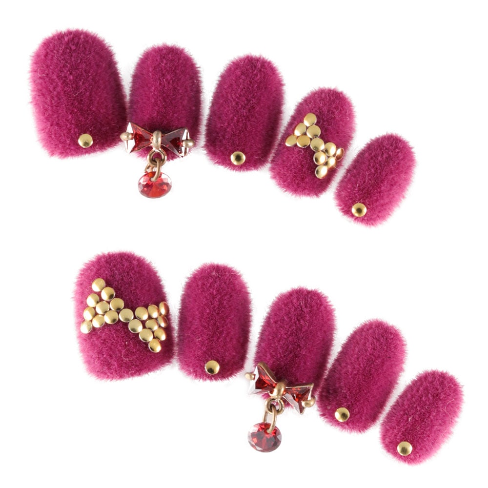 ゆずネイル｜ネイルチップ  パープル系 秋 冬 ポップ・個性的（G06004-R-PU）