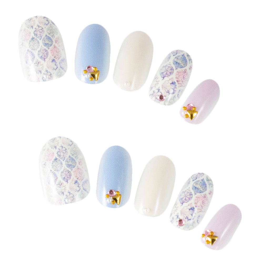 デザインネイルチップ つけ爪ゆずネイル ネイルチップ ピンク系 ブルー系 花 春 夏 クール デート ドレス 結婚式 お呼ばれ ゲスト H R C の販売 ゆずネイル公式通販