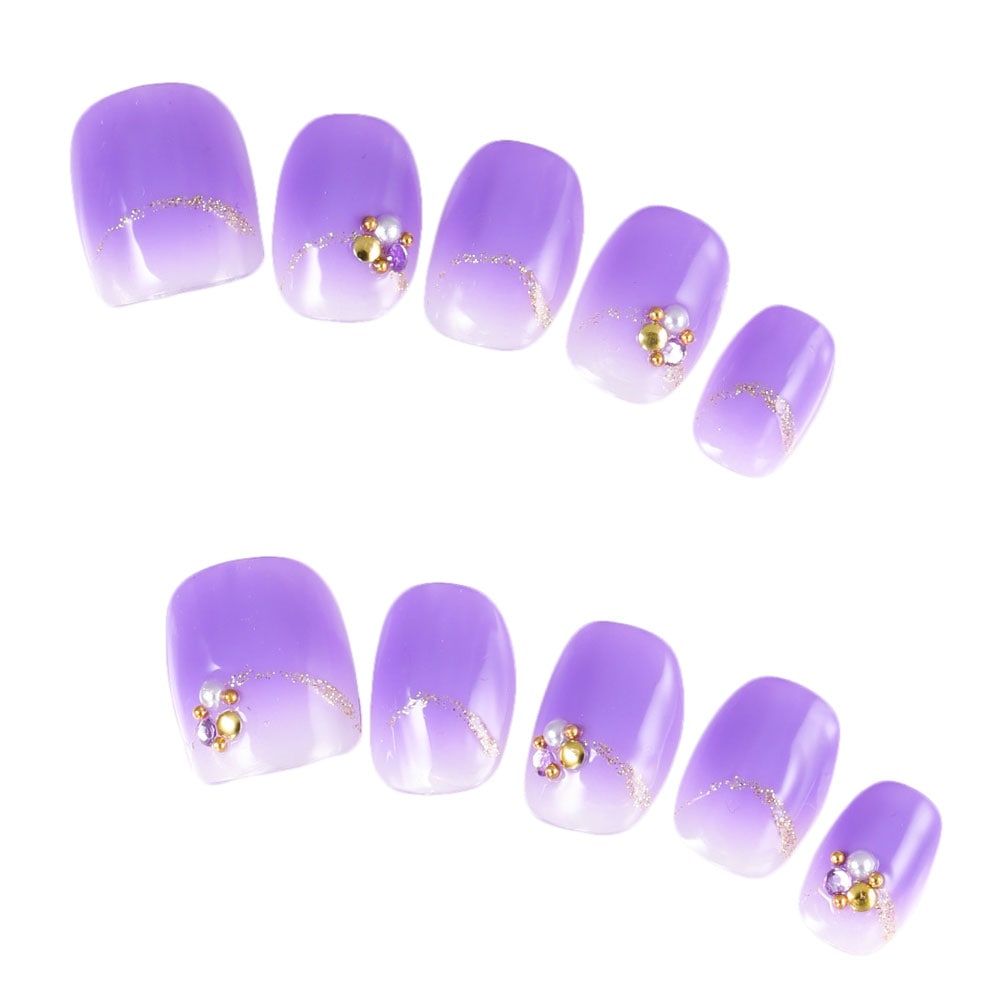 デザインネイルチップ つけ爪ゆずネイル ネイルチップ パープル系 デート ドレス 結婚式 お呼ばれ ゲスト H001 Q Clil の販売 ゆず ネイル公式通販