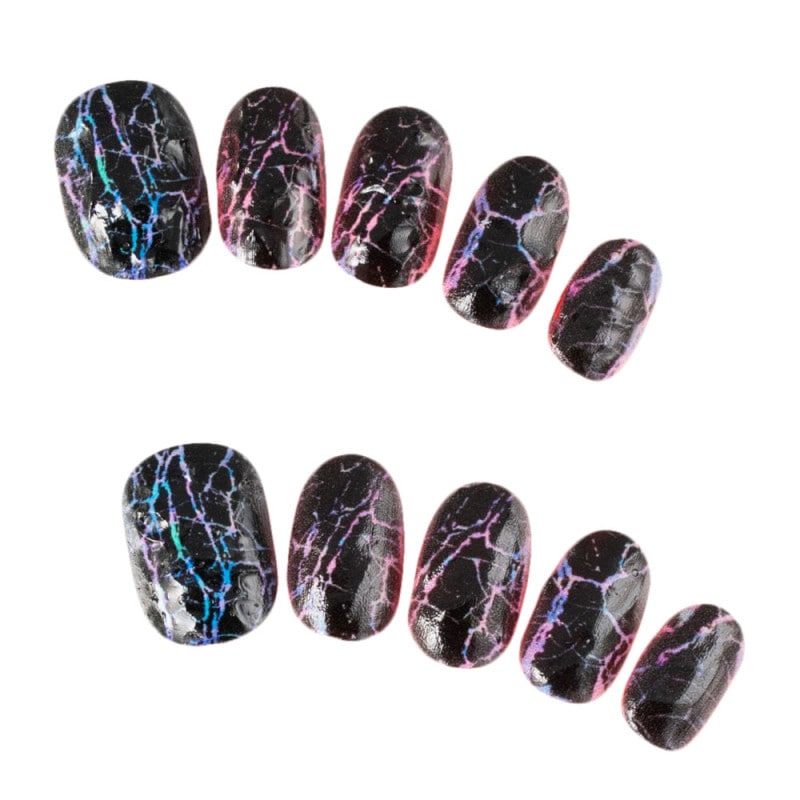 ゆずネイル｜ネイルチップ  ブラック系 クール ポップ・個性的（I01013-R-C）