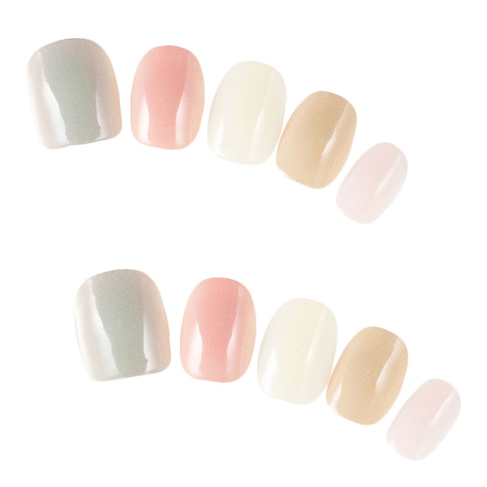 ゆずネイル｜ネイルチップ  マルチカラー シンプル デート ドレス 結婚式(お呼ばれ・ゲスト) オフィス・学校（H11001-Q-C）