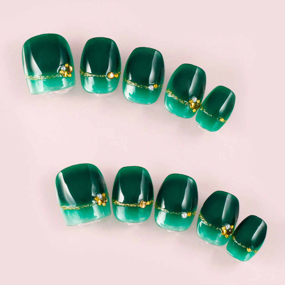 173 量産型 ネイルチップ 分厚 黄色 イエロー 緑 グリーン オーダー お名前 