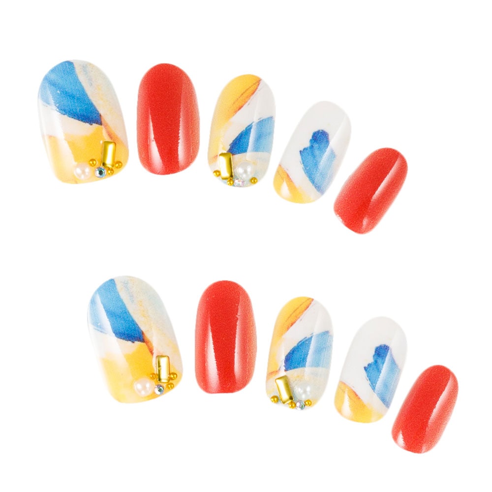 ゆずネイル｜ネイルチップ  マルチカラー ポップ・個性的 デート ドレス（I02014-R-C）