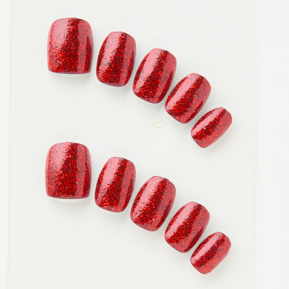 シンプルに赤いラメを重ね塗り（J05005-Q-C）