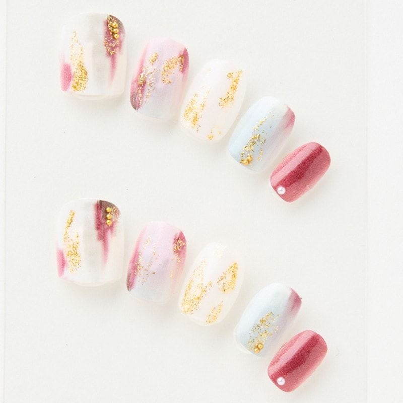 塗りかけ風とラメアート　ボルドーとグレーサックス（J07005-Q-C）