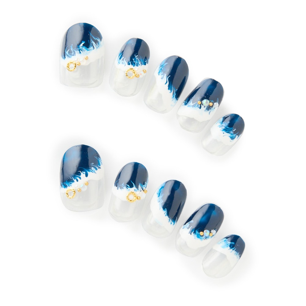 波打ち際のマーブルアート。クリアとネイビー（J11002-R-C）