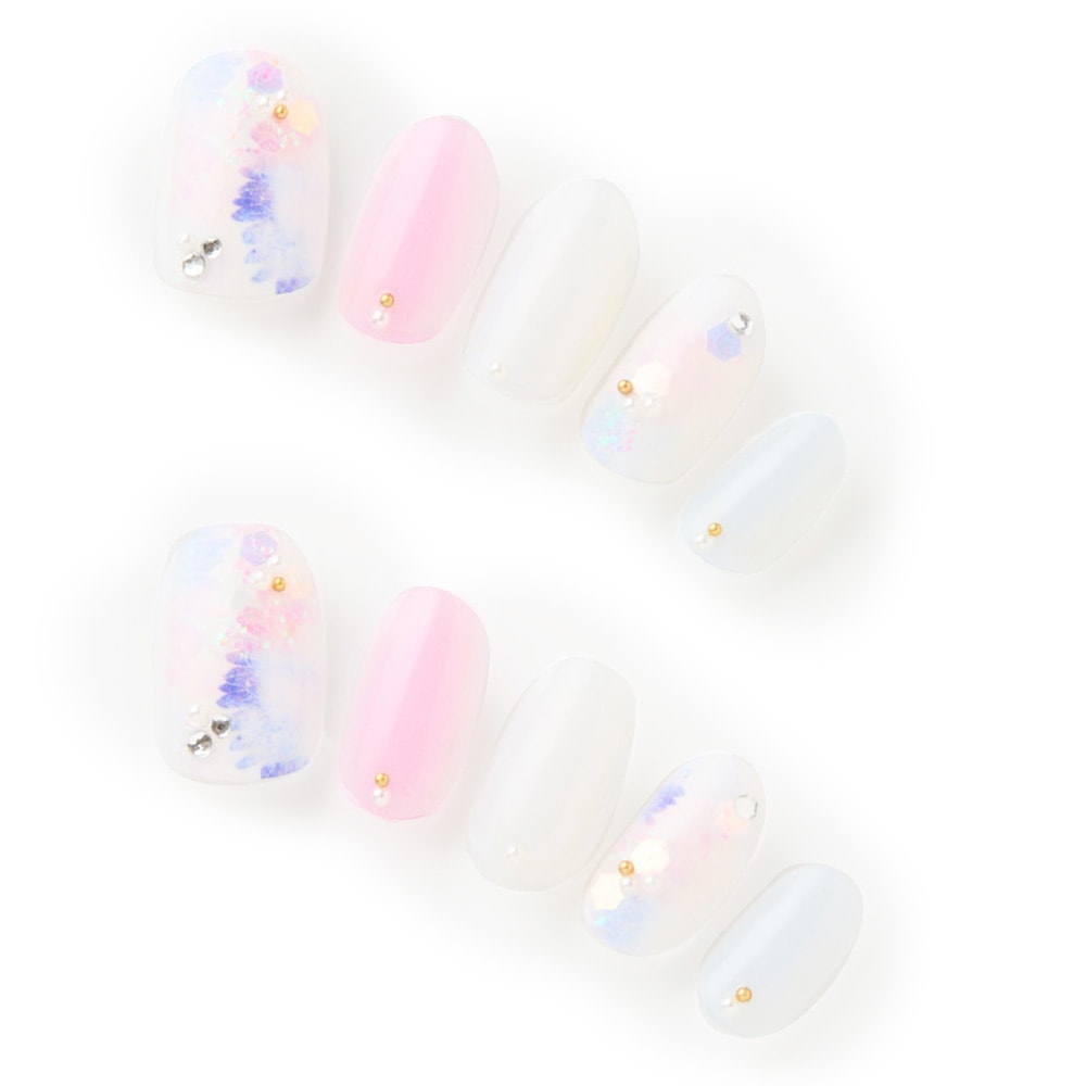 にじみアジサイとシェル、パステルパープルとピンク（J07025-R-C）