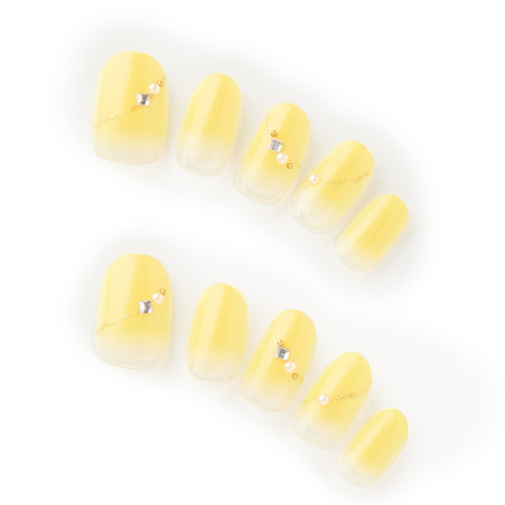 ラメラインに小さなストーン。ビタミンイエロー（J07030-R-CYE）