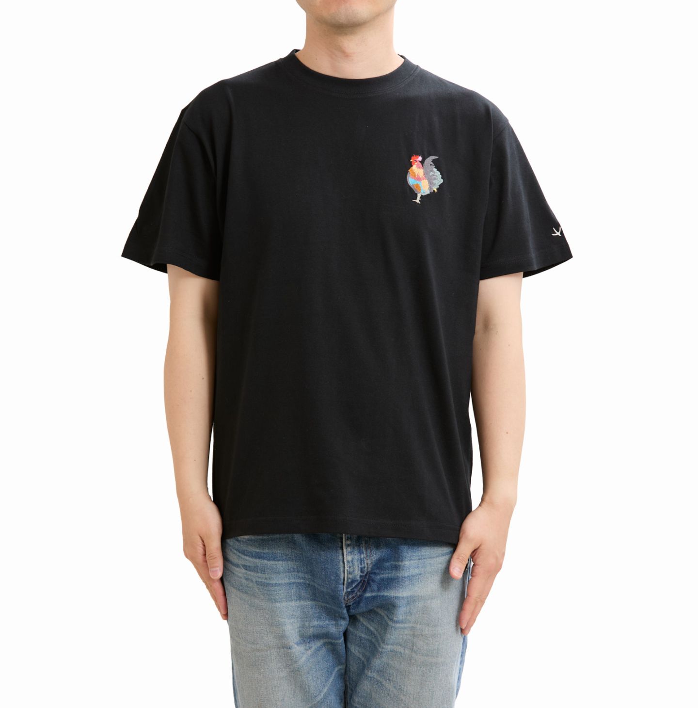 にわとり刺繍のTシャツ(L)