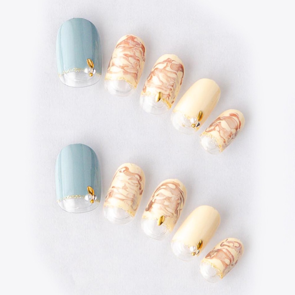 秋色逆フレンチ。グレーサックスとカフェラテ（K02003-R-C）