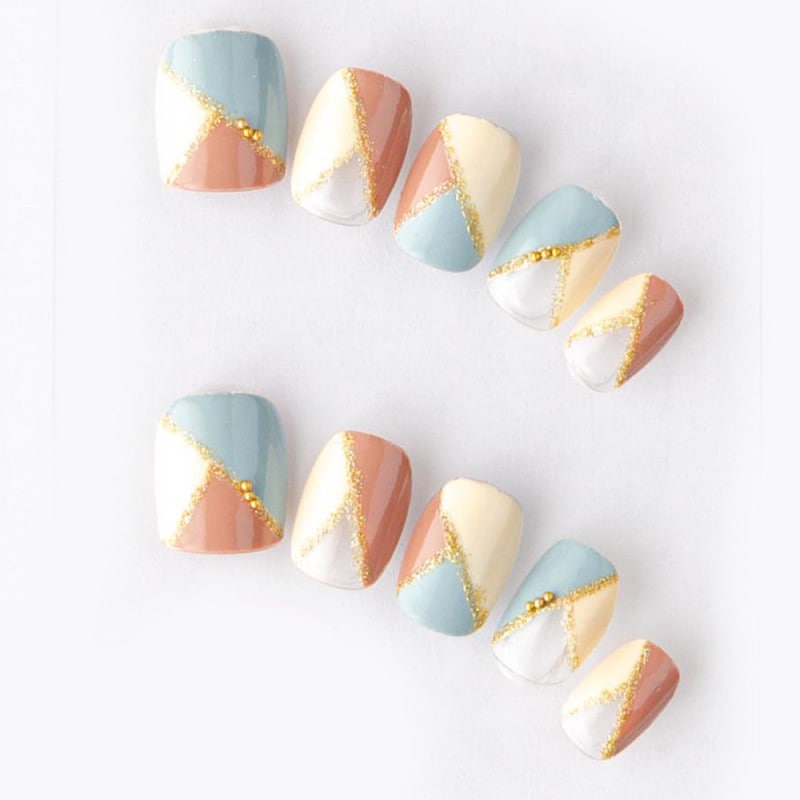 秋色ブロッキング。グレーサックスとカフェラテ（K02006-Q-C）