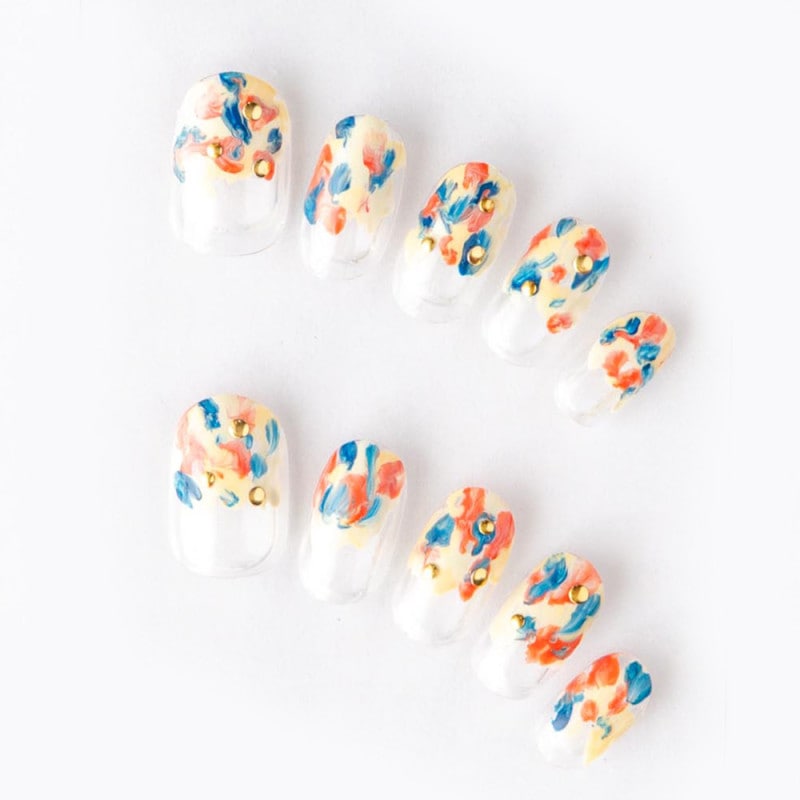 ゆずネイル｜ネイルチップ  マルチカラー ポップ・個性的 デート ドレス 結婚式(お呼ばれ・ゲスト)（K03005-R-C）