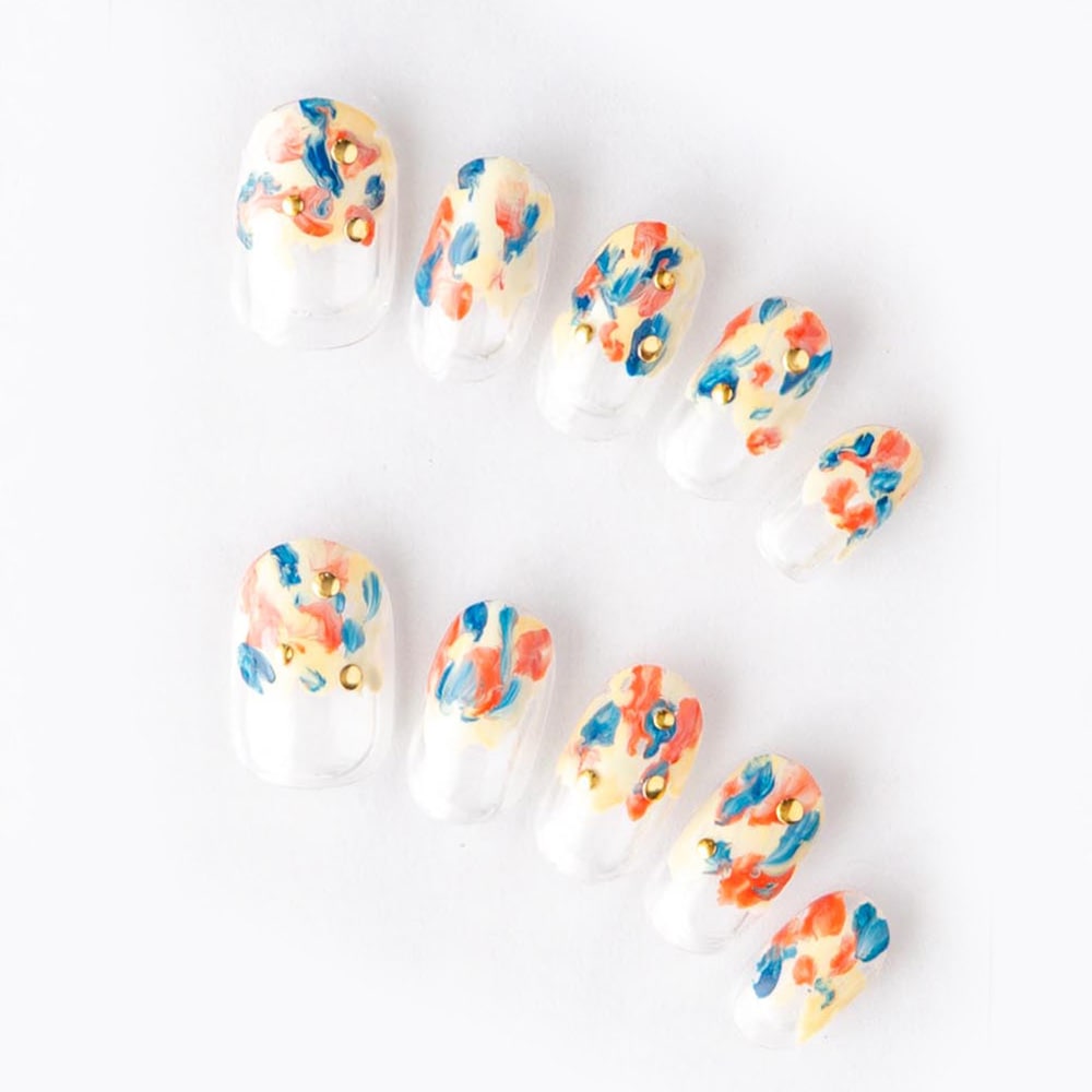 ゆずネイル｜ネイルチップ  マルチカラー ポップ・個性的 デート ドレス 結婚式(お呼ばれ・ゲスト)（K03005-R-C）