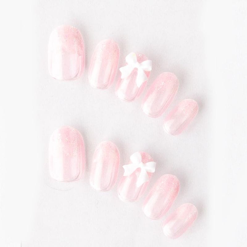 クリアピンクに粉雪、ホワイトリボン（J12008-R-C）