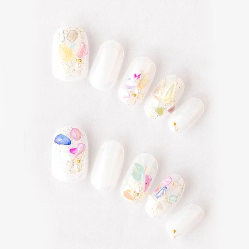 ゆず★ネイルチップ★2点 デザインネイルチップ・つけ爪ゆずネイルクリアチップ2セット