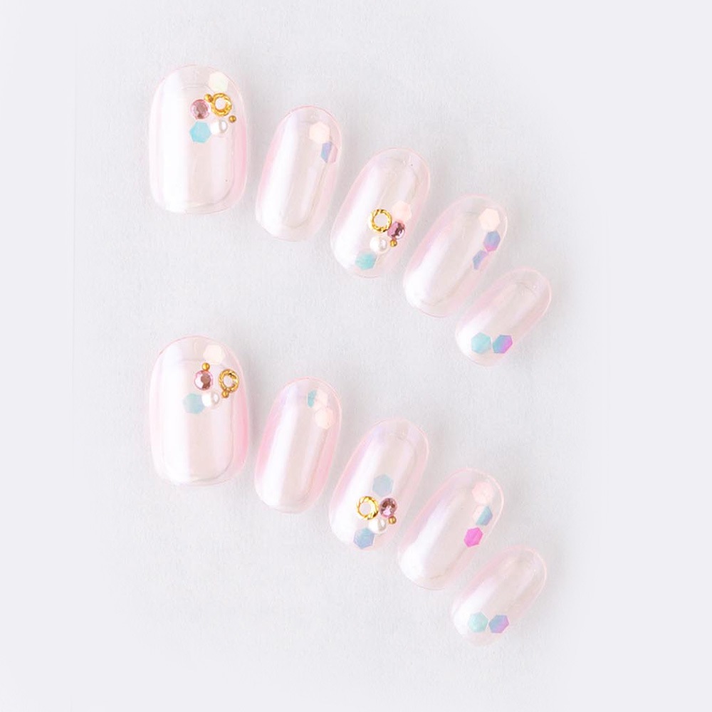 スケルトンパールピンクとビジュー（K02005-R-C）