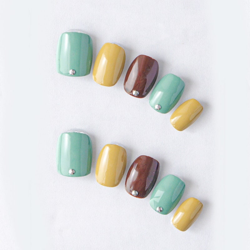 ゆずネイル｜ネイルチップ  マルチカラー クール デート ドレス 結婚式(お呼ばれ・ゲスト)（K06002-Q-C）