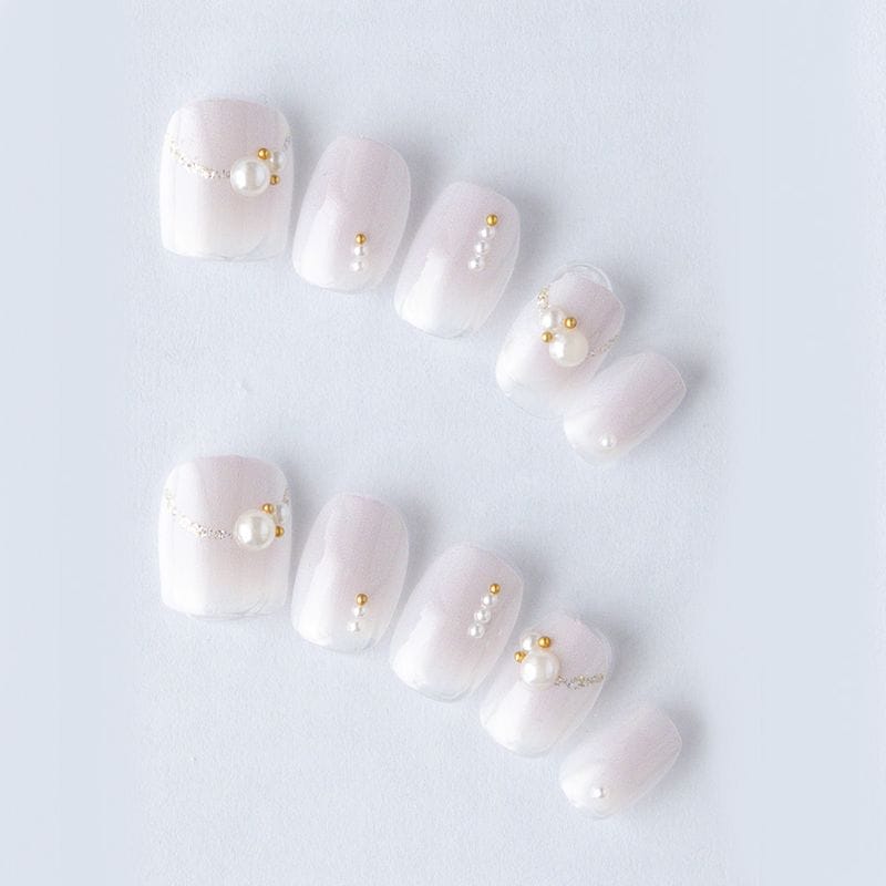 グレージュグラデ。大きなパールとラメライン（K04009-Q-CNGJ）