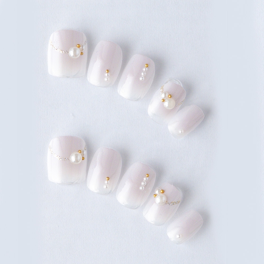 グレージュグラデ。大きなパールとラメライン（K04009-Q-CNGJ）