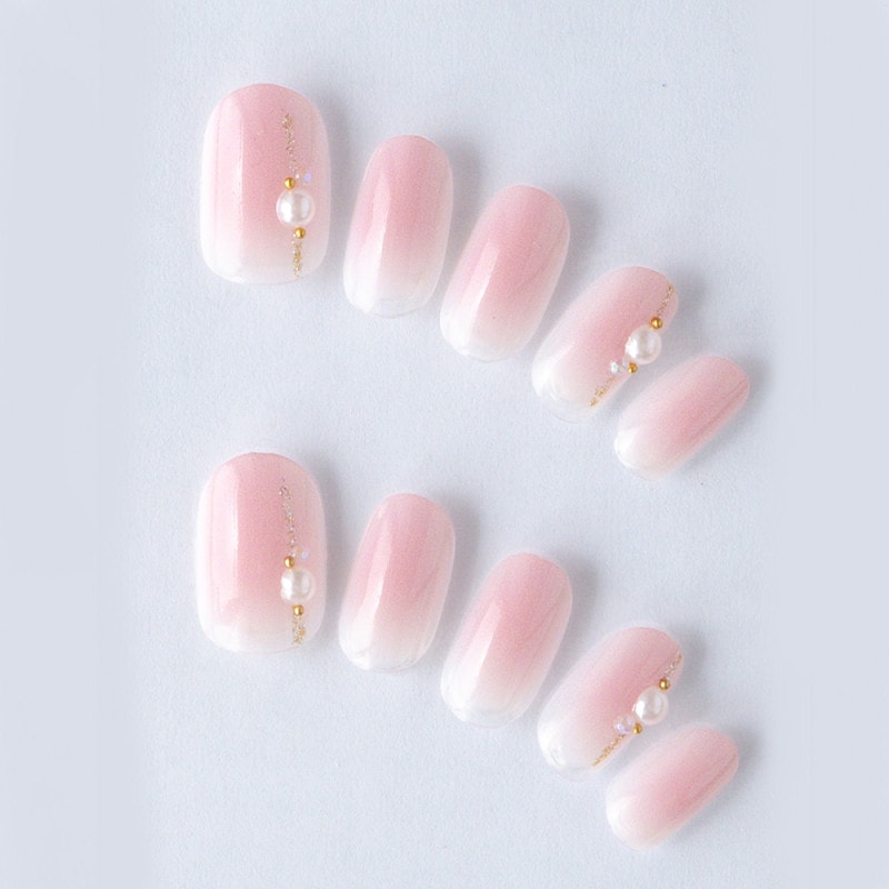 スモーキーピンクグラデに大きなパールとラメライン（K04008-R-CSMPK）