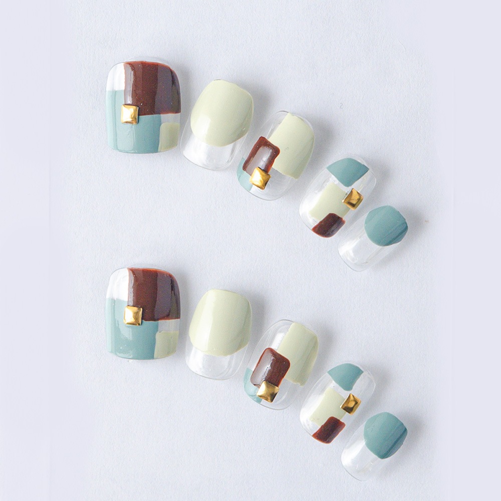 こなれカラーのブロッキングネイル（K04012-Q-C）