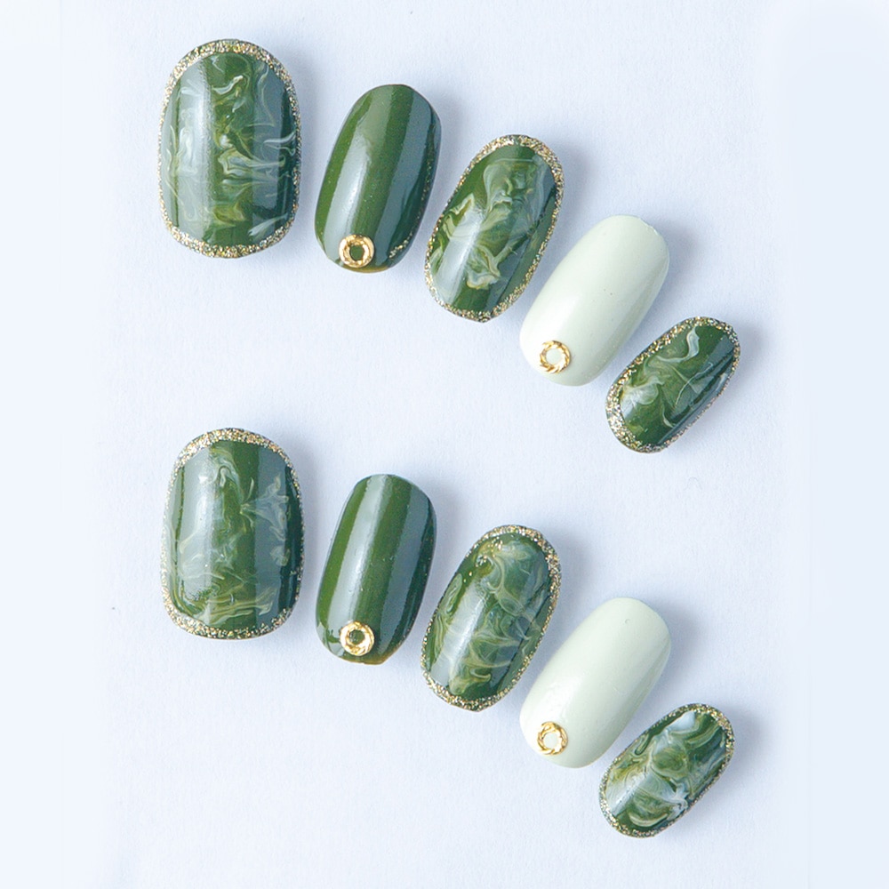 深いグリーンのマーブル（K04014-R-AG）