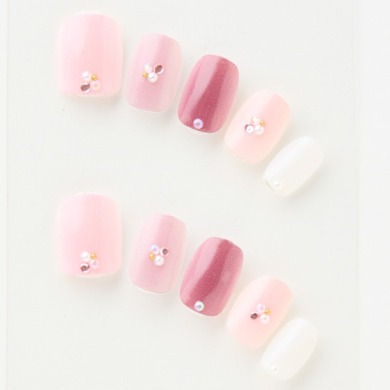 プチパール　シンプルビジューでピンクとロゼ（J07004-Q-C）