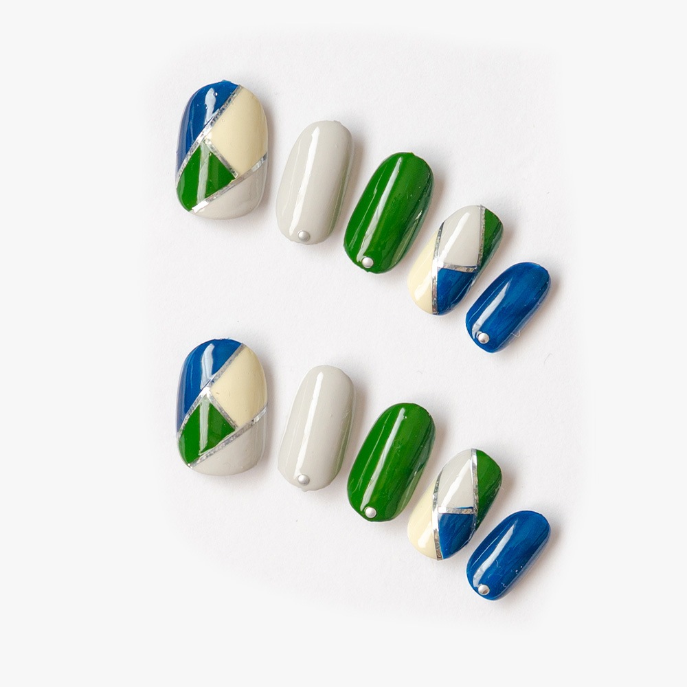 マニッシュラインテープブロッキング。ブルーとグリーン。（K04002-R-C）