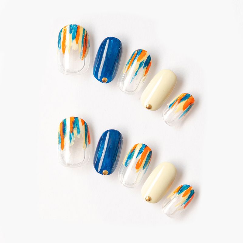 塗りかけビビットカラーの差し色ネイビー。（K04003-R-C）