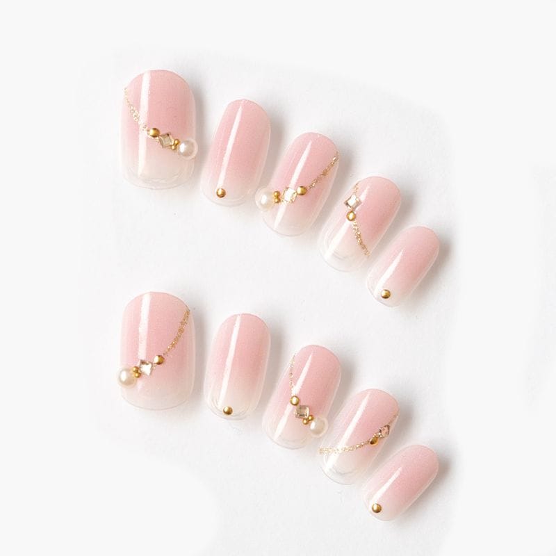 クリアとスモーキーピンクのグラデーションにラメラインとビジュー。（K06006-R-CSMPK）