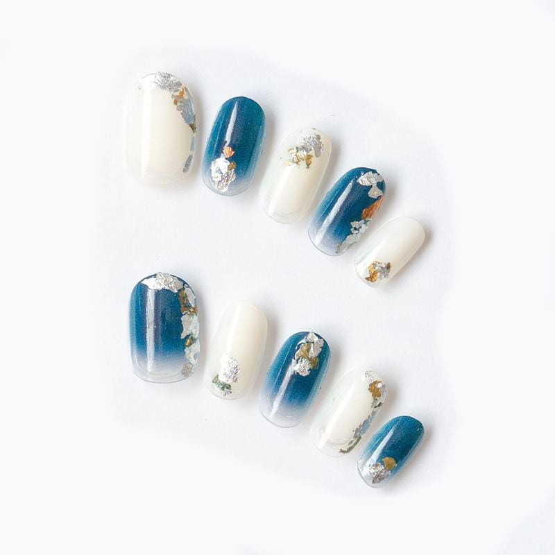 ネイビーとホワイトのキラキラフレーク（K06012-R-C）